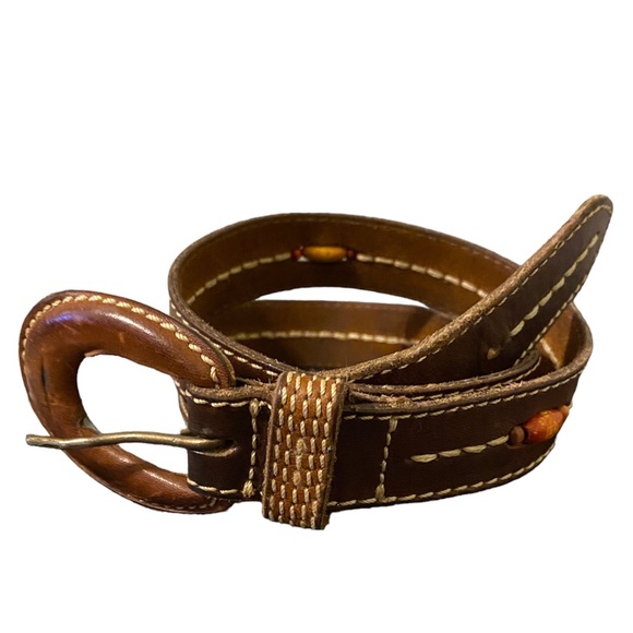 Fossil Accessories - Fossil Brown Leather Beaded Fashion Belt
